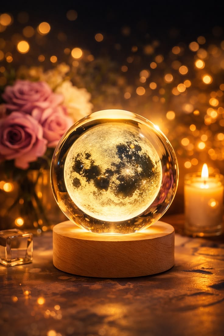 USB LED Galaxy Crystal Ball Lamp | 3D Planet Moon Night Light