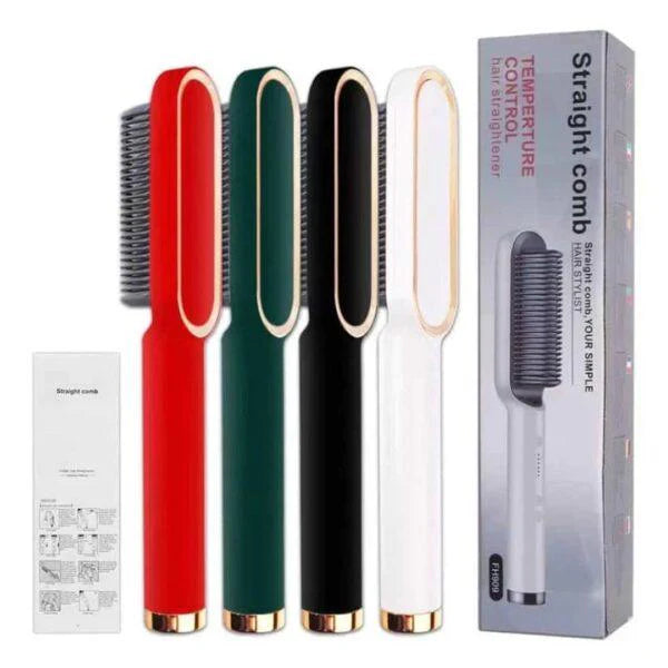 909 Hair Straightening Brush | Electric 2‑in‑1 Straightener & Curler
