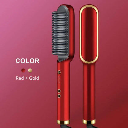 909 Hair Straightening Brush | Electric 2‑in‑1 Straightener & Curler