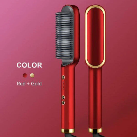 909 Hair Straightening Brush | Electric 2‑in‑1 Straightener & Curler