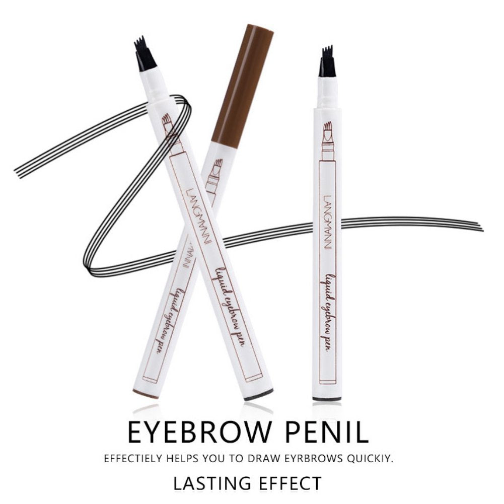 4 Tip Waterproof Eyebrow Pencil | Tattoo Tint Liquid Fine Sketch Pen | Natural Makeup Effect