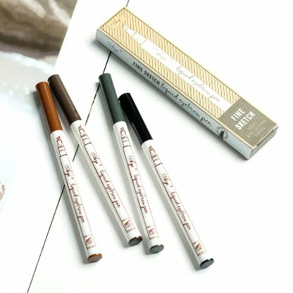 4 Tip Waterproof Eyebrow Pencil | Tattoo Tint Liquid Fine Sketch Pen | Natural Makeup Effect