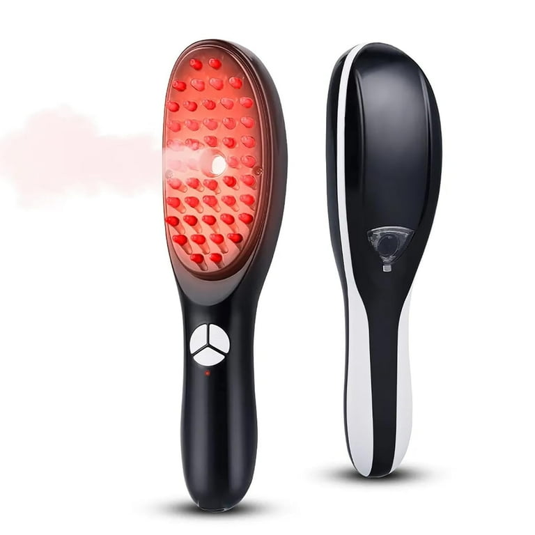 Electric Massage Comb – Blue & Red Light Therapy, Vibration Brush, Spray & Negative Ion Scalp Massager (Rechargeable)