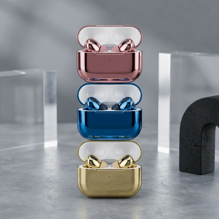 Premium AirPod Pro 2 Glossy Edition - Stylish Shining Wireless Earbuds with High-Fidelity Sound - Without Box - Random Color