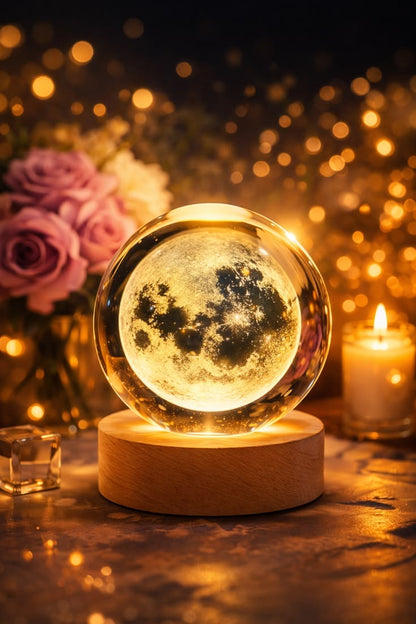 USB LED Galaxy Crystal Ball Lamp | 3D Planet Moon Night Light