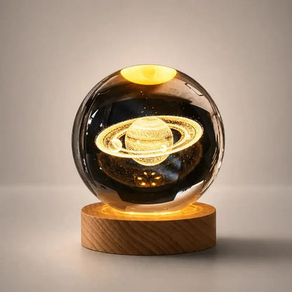 3D Saturn Crystal Ball Lamp | LED Galaxy Night Light