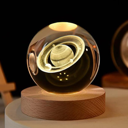 3D Saturn Crystal Ball Lamp | LED Galaxy Night Light