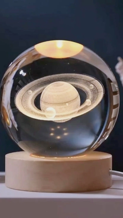 LED galaxy night light crystal ball lamp home decor video