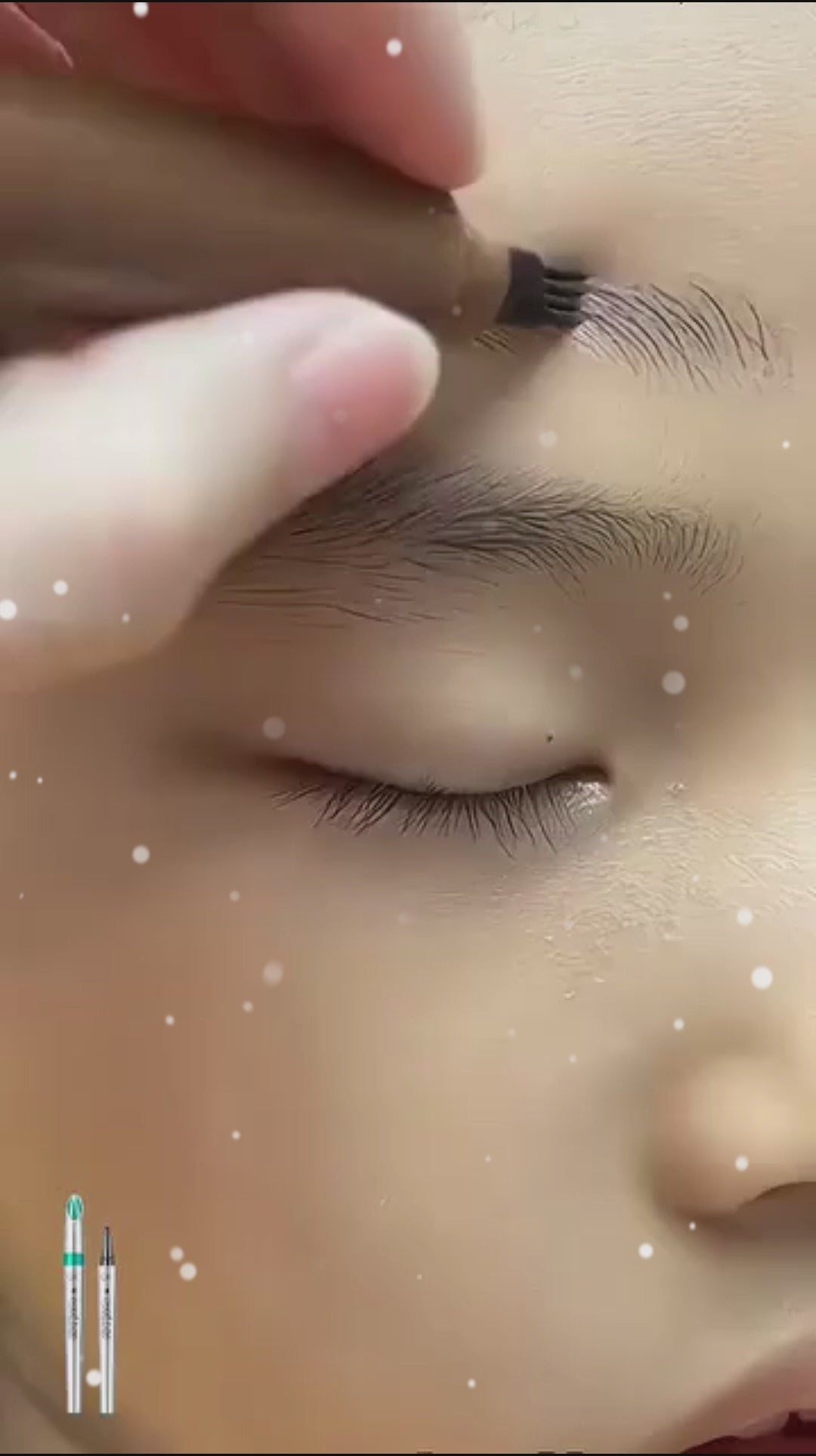 4-tip waterproof eyebrow pen creating a natural microbladed tattoo effect